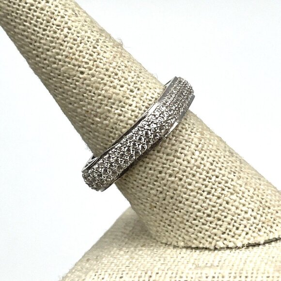 Sterling Silver Square Micro Pave Cubic Zirconia Eternity Band Ring 8.25 New - Picture 6 of 10